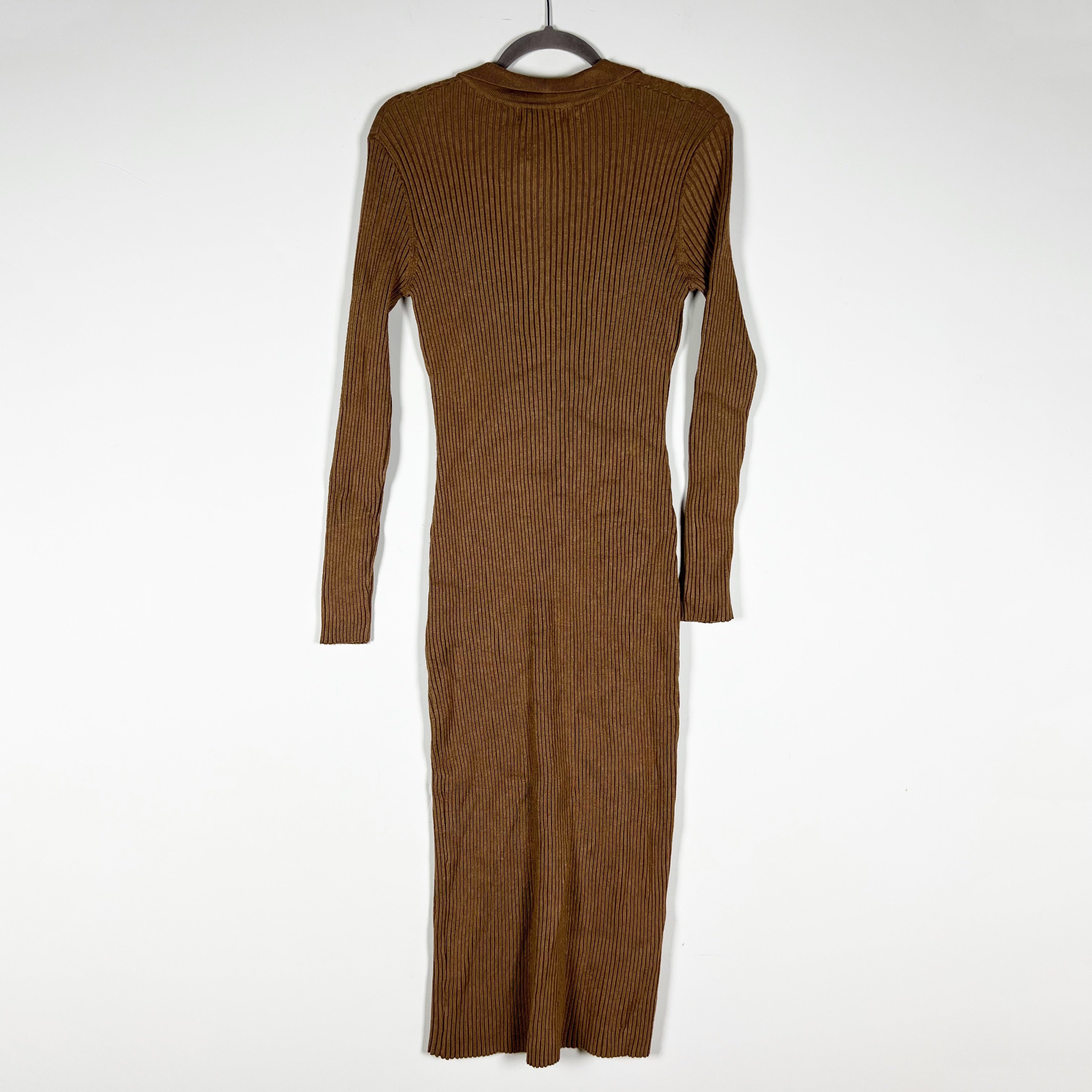 NEW Central Park West Rowan Ribbed Sweater Knit Stretch Collared Button Dress M