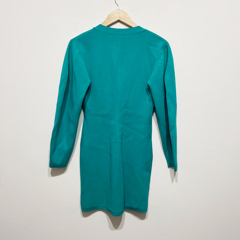 A.L.C. Nate Button Front Puff Long Sleeve Knit Stretch Cardigan Sweater Dress S