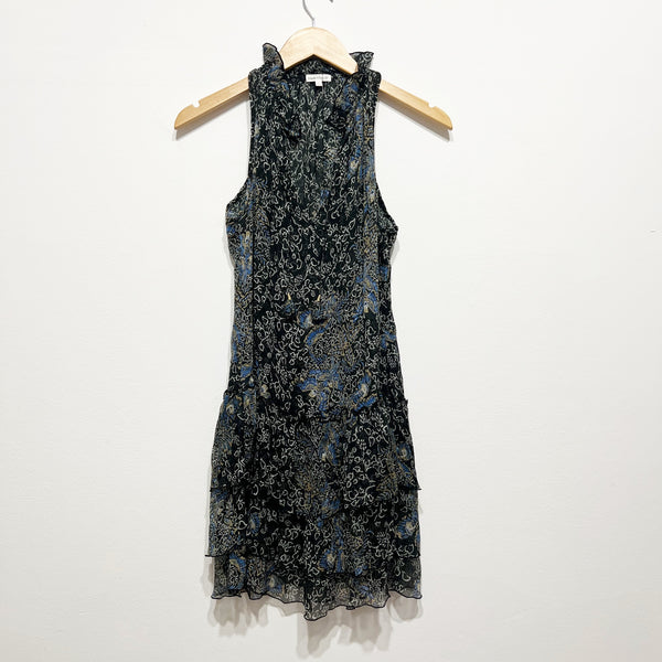 Poupette St Barth Silk Chiffon Floral Flower Print Pattern Mini Ruffle Dress S