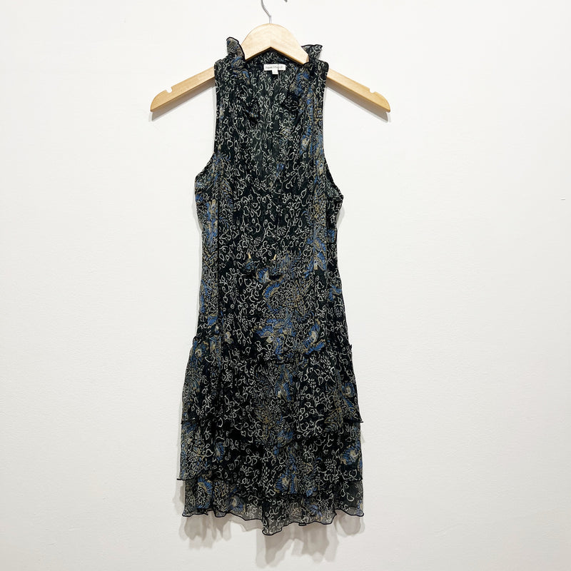Poupette St Barth Silk Chiffon Floral Flower Print Pattern Mini Ruffle Dress S