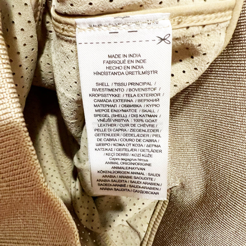 LAUREN Ralph Lauren Women's Genuine Goat Suede Leather Perforated Jacket Beige
