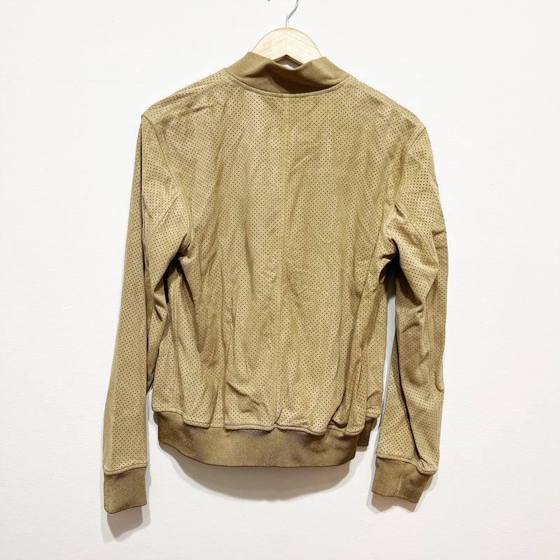 LAUREN Ralph Lauren Women's Genuine Goat Suede Leather Perforated Jacket Beige
