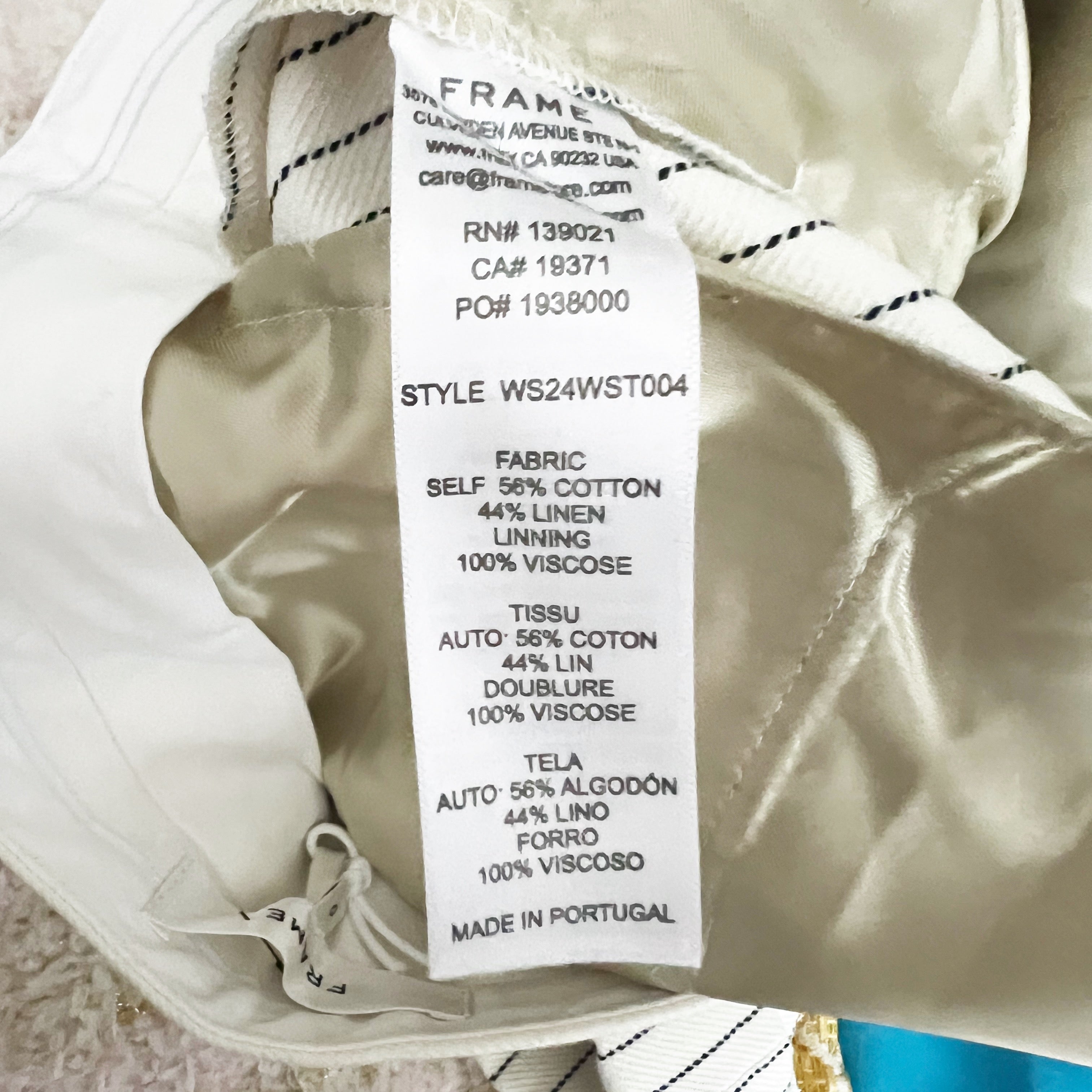 NEW Frame Pleated Wide Cuff High Waisted Twill Cream Multi Pin Stripe Shorts 0