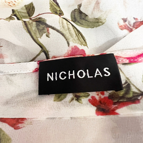 Nicholas Silk Chiffon Semi Sheer Long Sleeve Ruffle Button Front Blouse Shirt 2