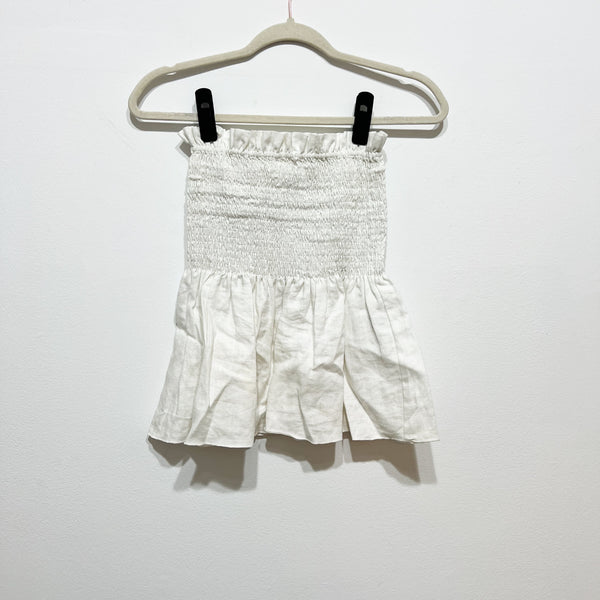 Sir Women's Smocked Stretch Bodice Lightweight Linen Strapless Blouse White