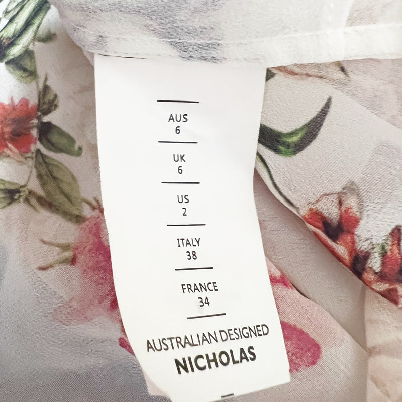 Nicholas Silk Chiffon Semi Sheer Long Sleeve Ruffle Button Front Blouse Shirt 2