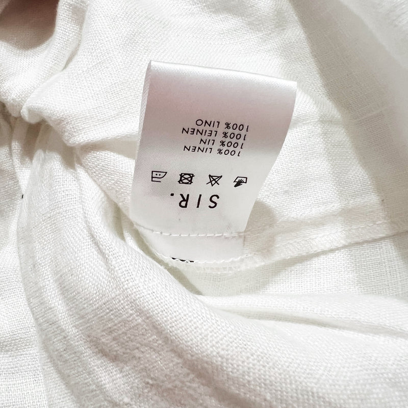 Sir Women's Smocked Stretch Bodice Lightweight Linen Strapless Blouse White