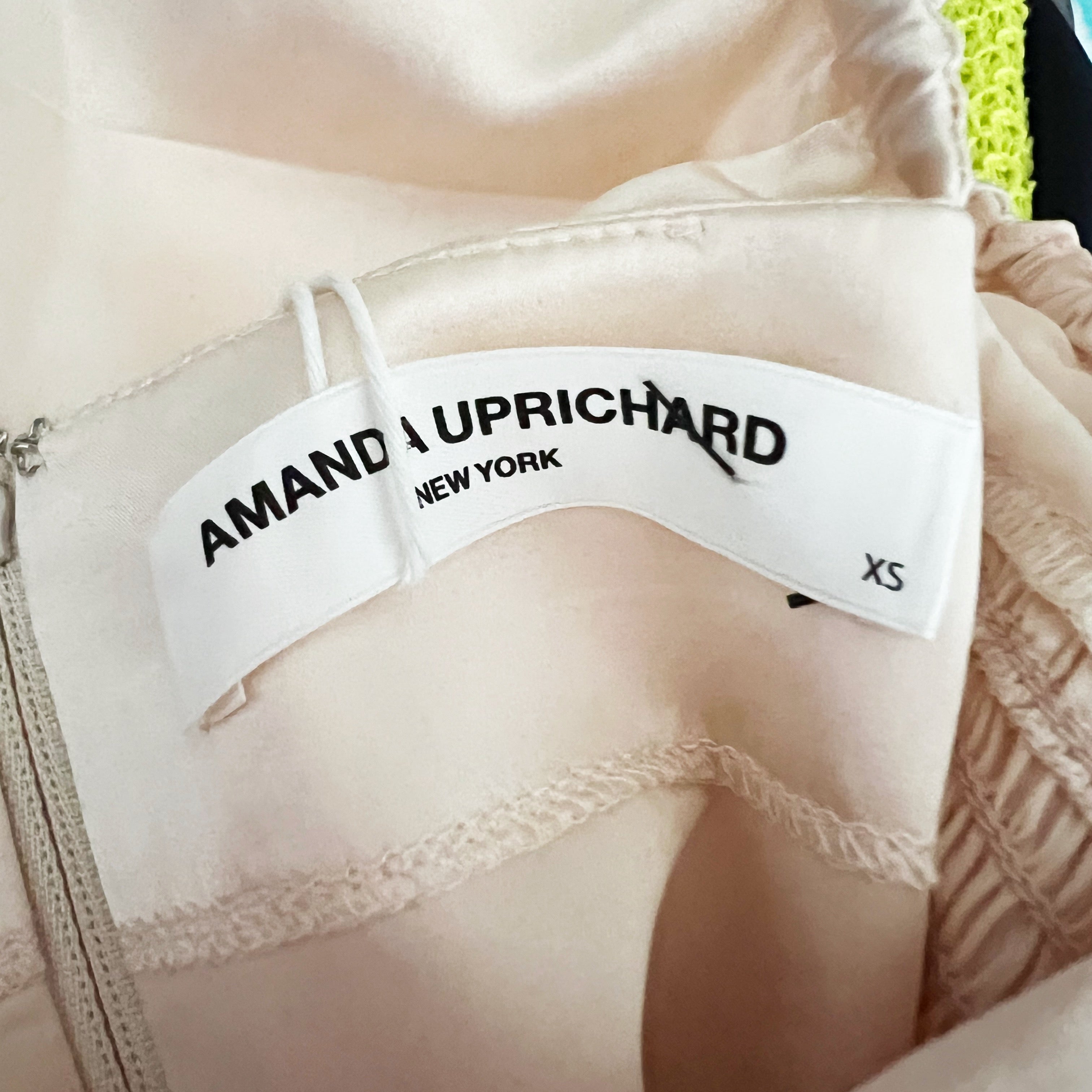 NEW Amanda Uprichard x Revolve Santucci Ruched Puff Sleeve Satin Blouse Pink XS