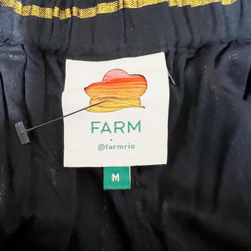 Farm Rio Cotton Lurex Rainbow Multi Stripe Print Pattern Straight Leg Pants M