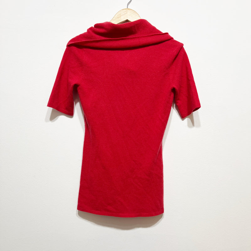 Neiman Marcus 100% Cashmere Knit Stretch Turtleneck Pullover Sweater Red Small