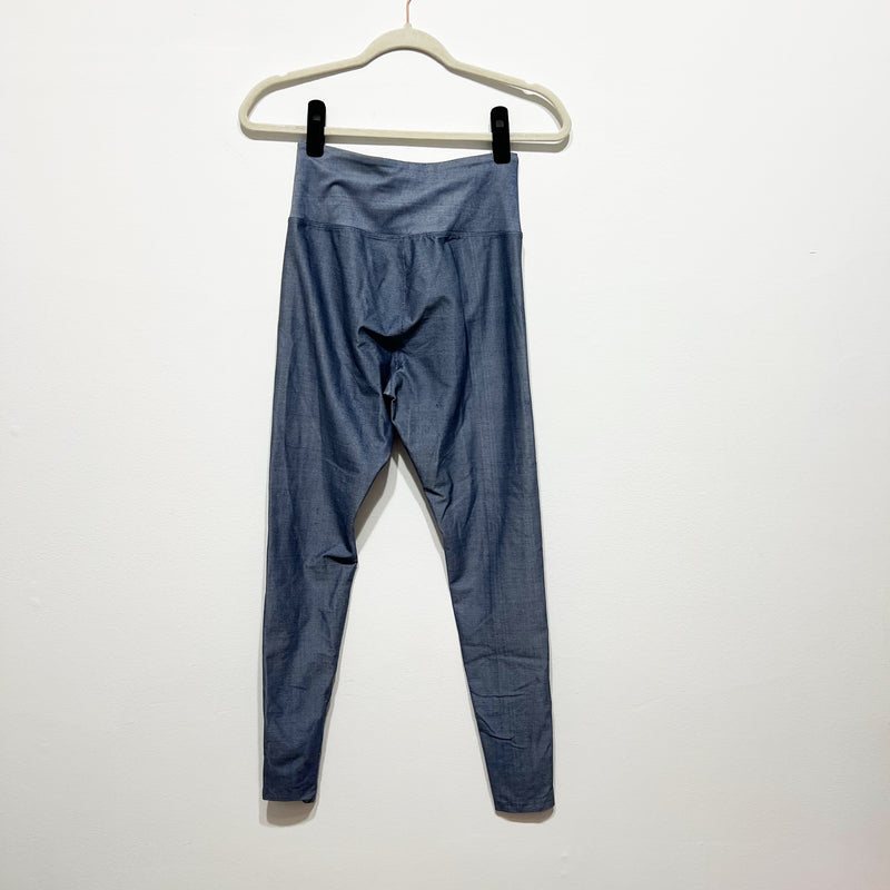 Year Of Ours Denim Corset High Waisted Athletic Work Out Leggings Chambray Blue