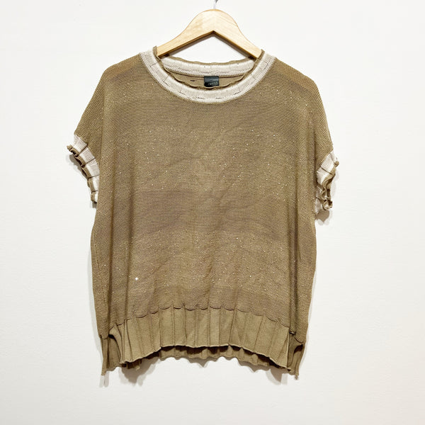 Lorena Antoniazzi Made In Italy Knit Stretch Sequin Embellished Cotton Sweater