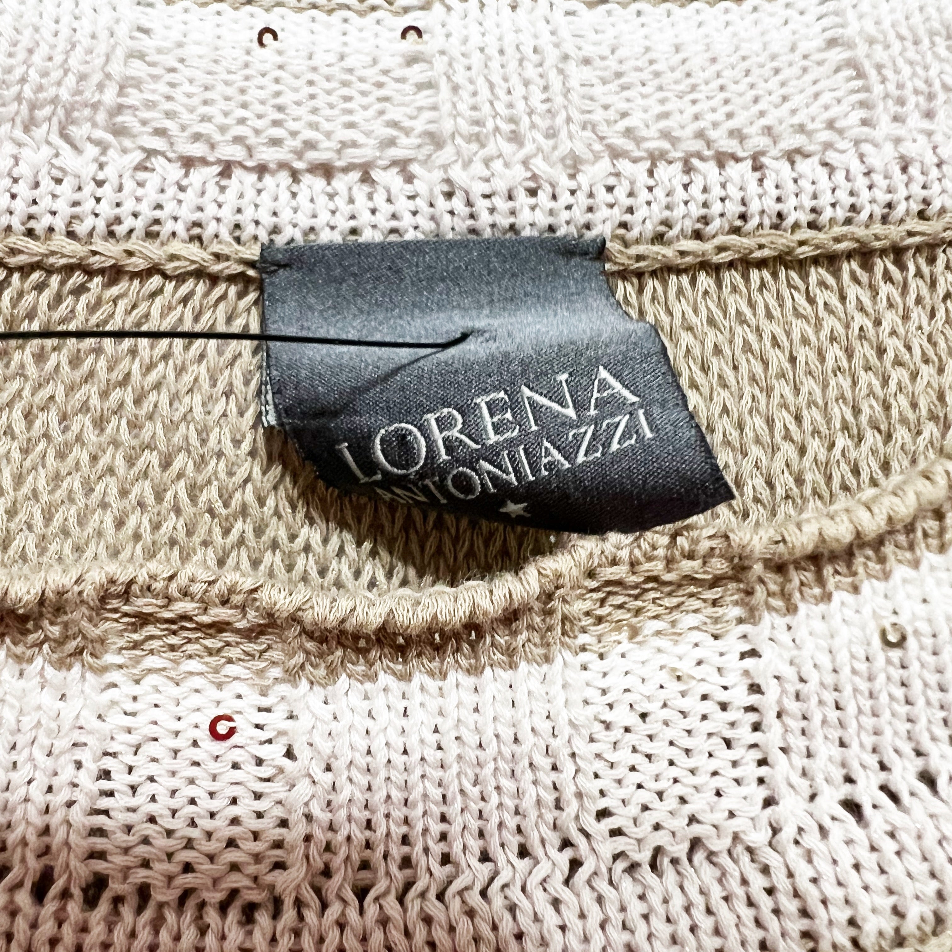 Lorena Antoniazzi Made In Italy Knit Stretch Sequin Embellished Cotton Sweater