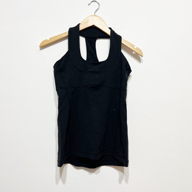Lululemon Women's Throwback Scoop Neck Racerback Mesh Strap Tank Top Black 6