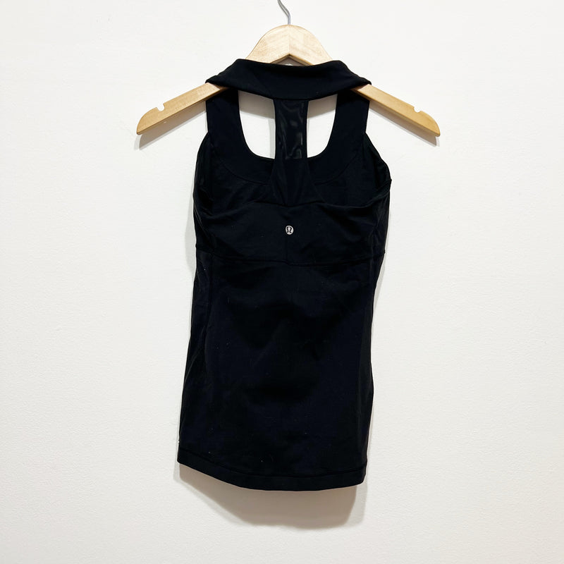 Lululemon Women's Throwback Scoop Neck Racerback Mesh Strap Tank Top Black 6