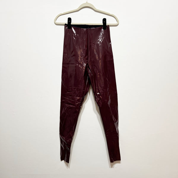 Commando Faux Vegan Patent Leather High Waisted Leggings Pants Burgundy Medium