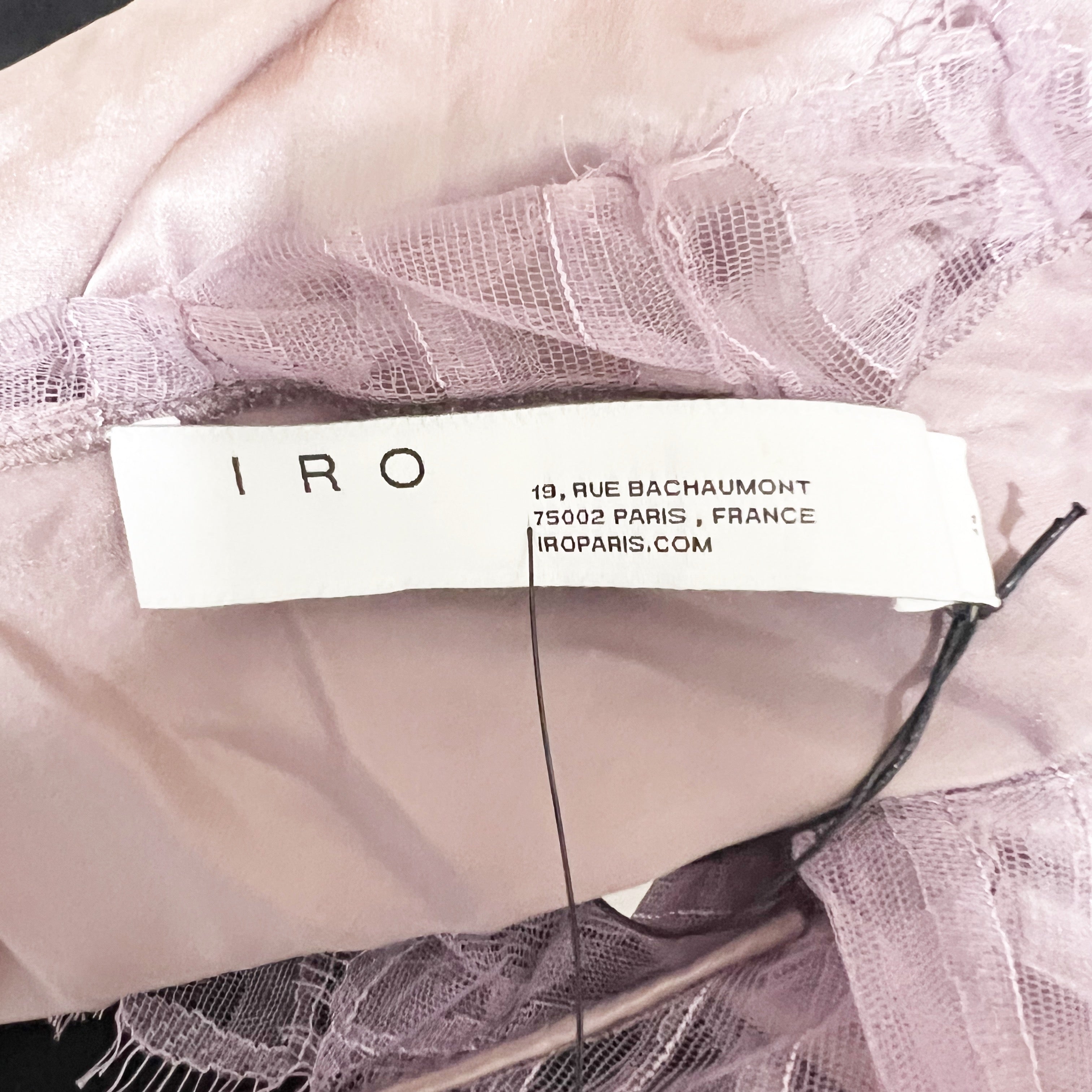 NEW IRO Berwyn Silk Satin Chiffon Pleated Tulle Trim Camisole Tank Top Purple XS