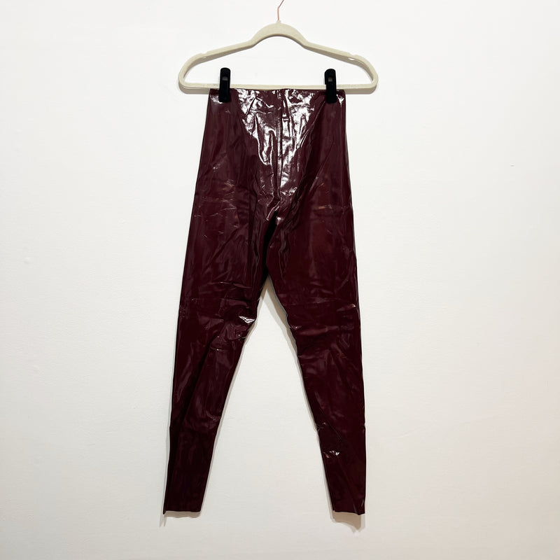 Commando Faux Vegan Patent Leather High Waisted Leggings Pants Burgundy Medium