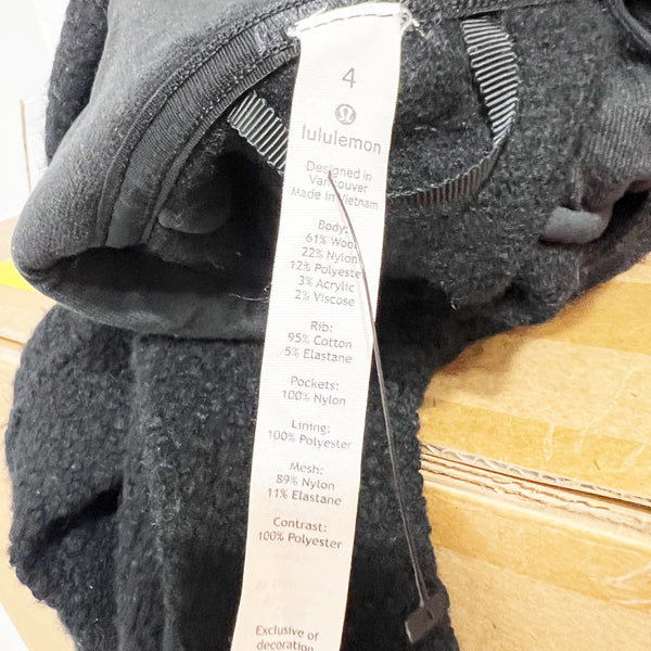 Lululemon Women's So Sherpa Teddy Wool Blend Full Zip Casual Jacket Black 4