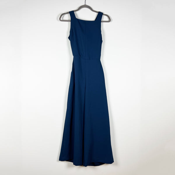 Aritzia Wilfred Ecoulement Cropped Wide Leg Open Tie Back Crepe Jumpsuit Blue 8