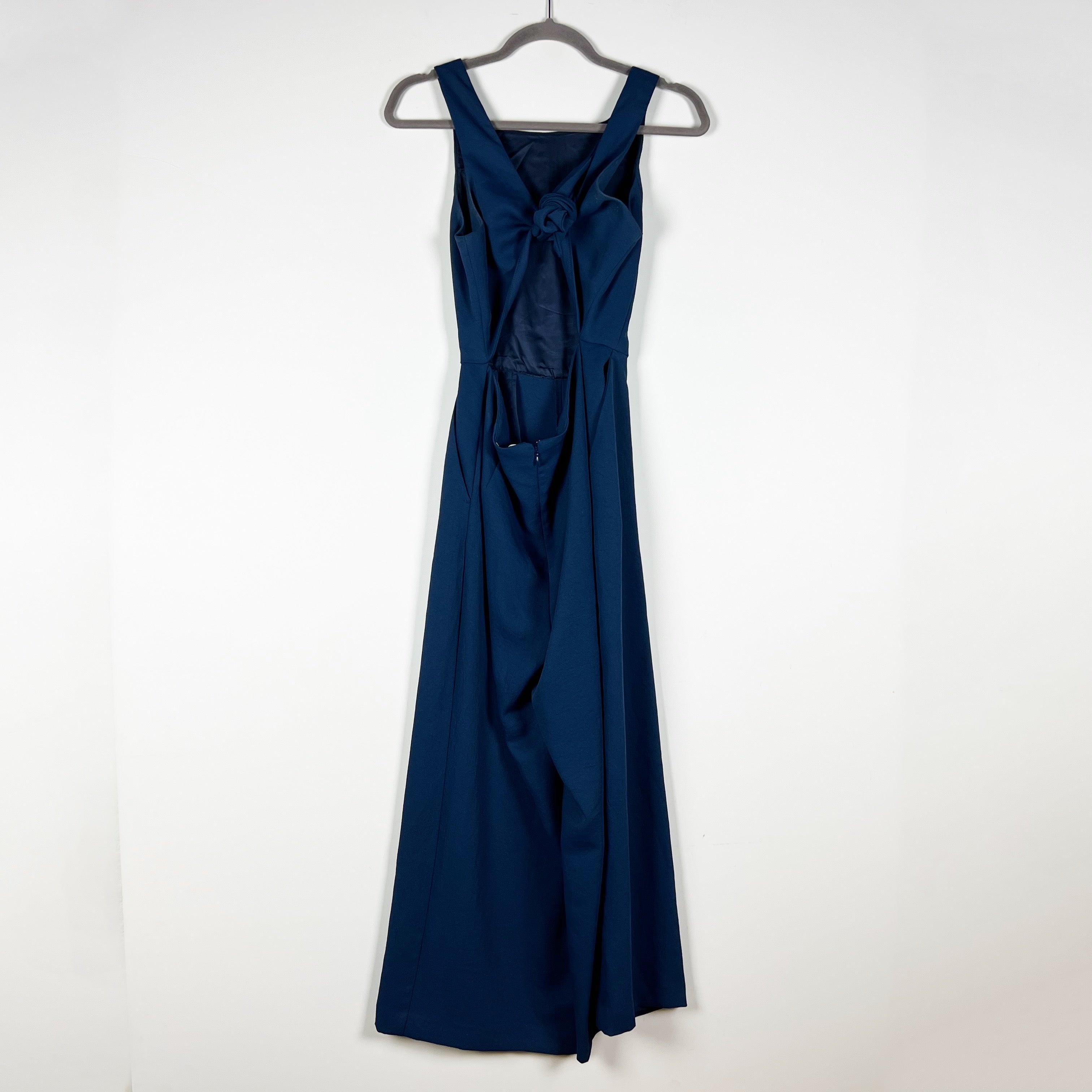 Aritzia Wilfred Ecoulement Cropped Wide Leg Open Tie Back Crepe Jumpsuit Blue 8