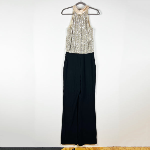 Ramy Brook Gold Sequin Sparkle Embellished Halter Neck Sleeveless Jumpsuit 4