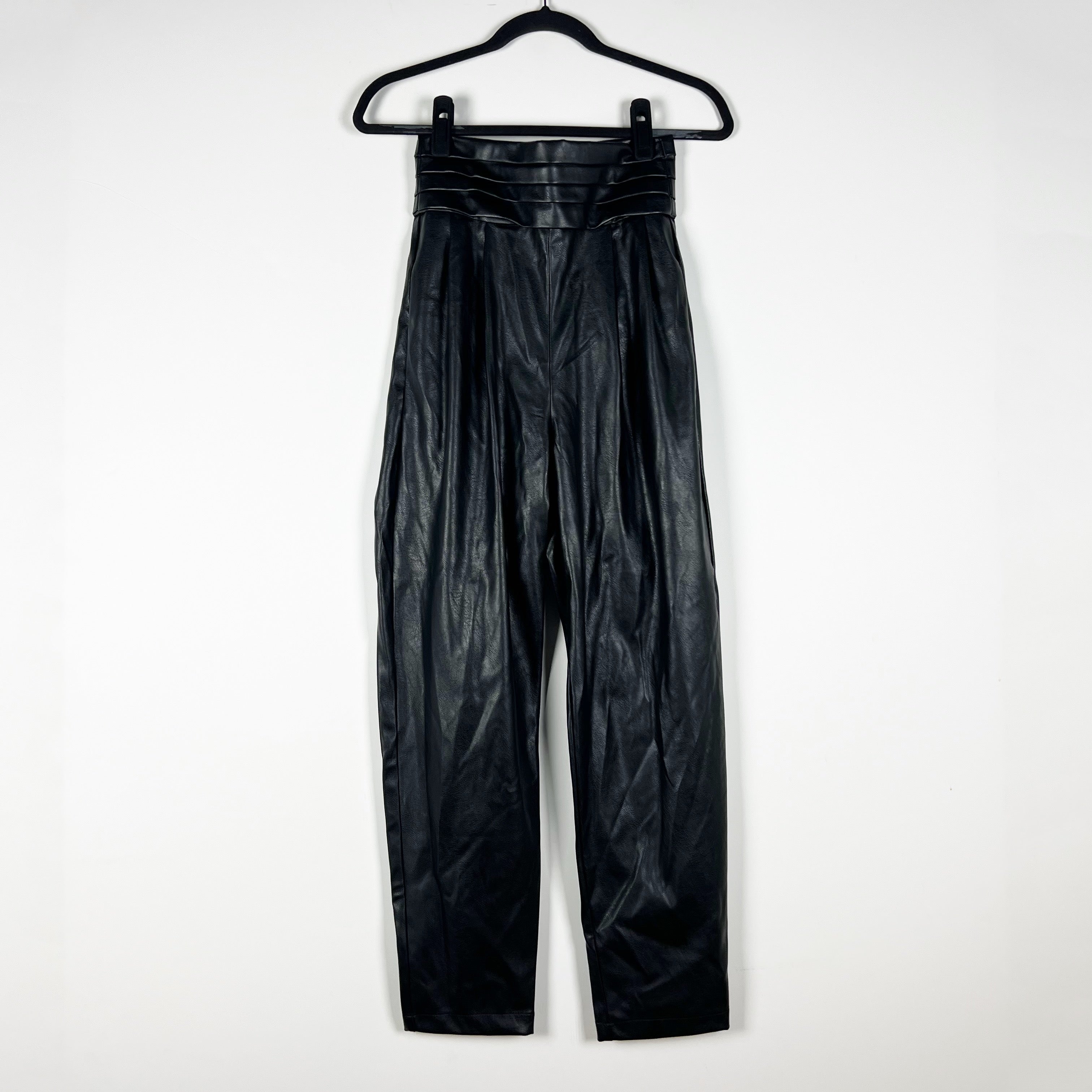 Nonchalant Phoenix Faux Vegan Leather Tailored Pleated Waist High Rise Pants XS