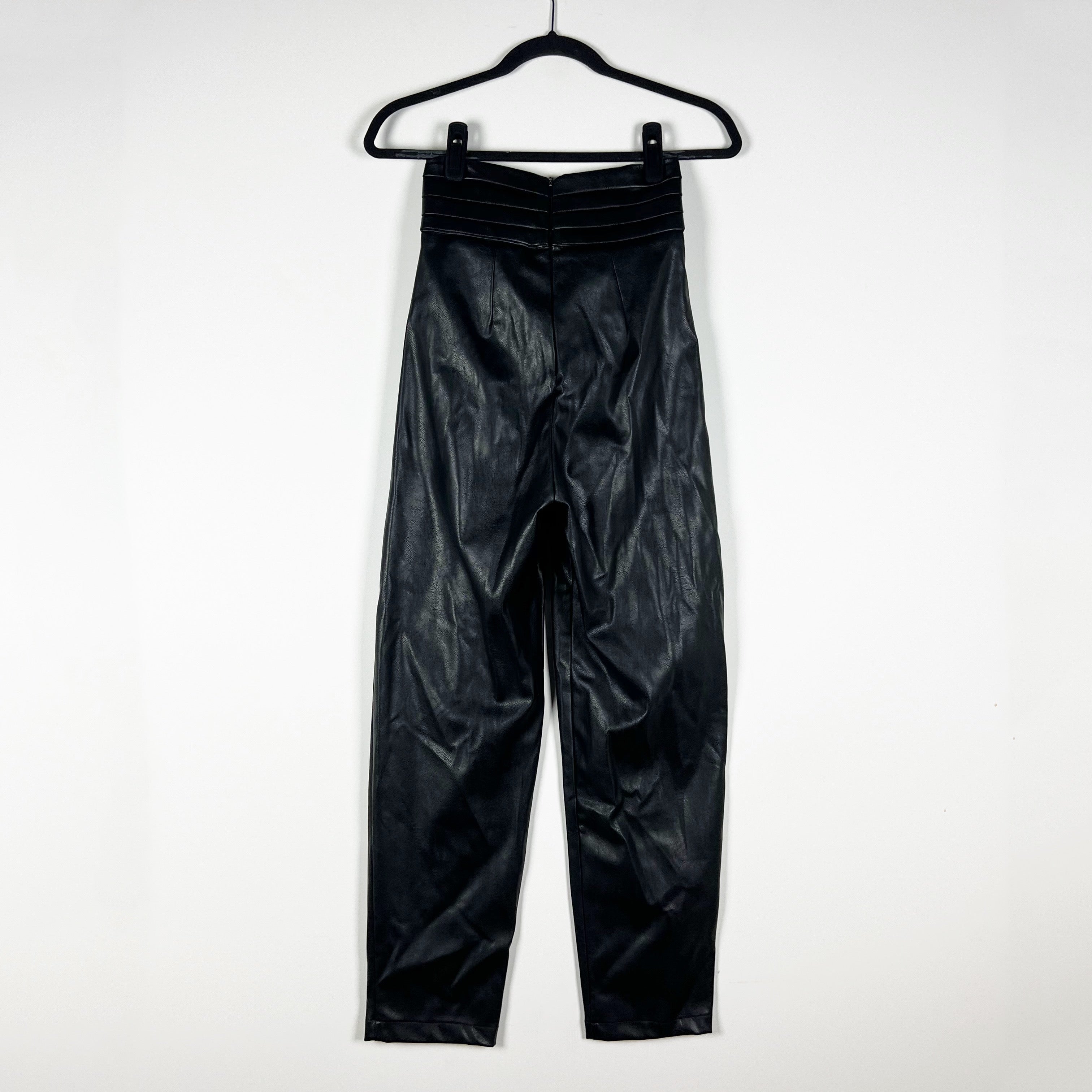Nonchalant Phoenix Faux Vegan Leather Tailored Pleated Waist High Rise Pants XS