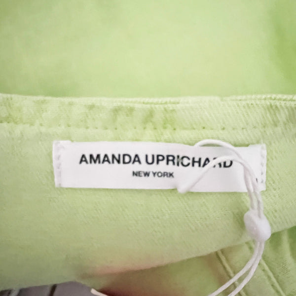 NEW Amanda Uprichard Dale Cotton Denim Side Slit Mini Skirt Skort Cucumber Green