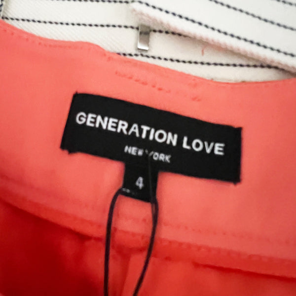 NEW Generation Love Belen Crepe High Waisted Belted Mini Shorts Apricot Orange 4