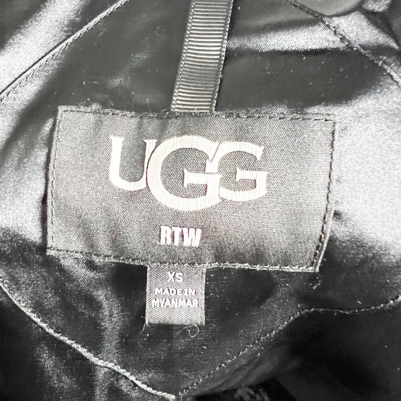 Ugg Women's Frankie UGGfluff Trucker Snap Button Front Shearling Jacket Black XS