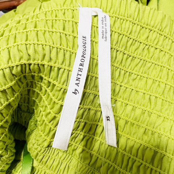 NEW Anthropologie V Neck Tiered Bubble Hem Tank Pullover Midi Dress Green XS