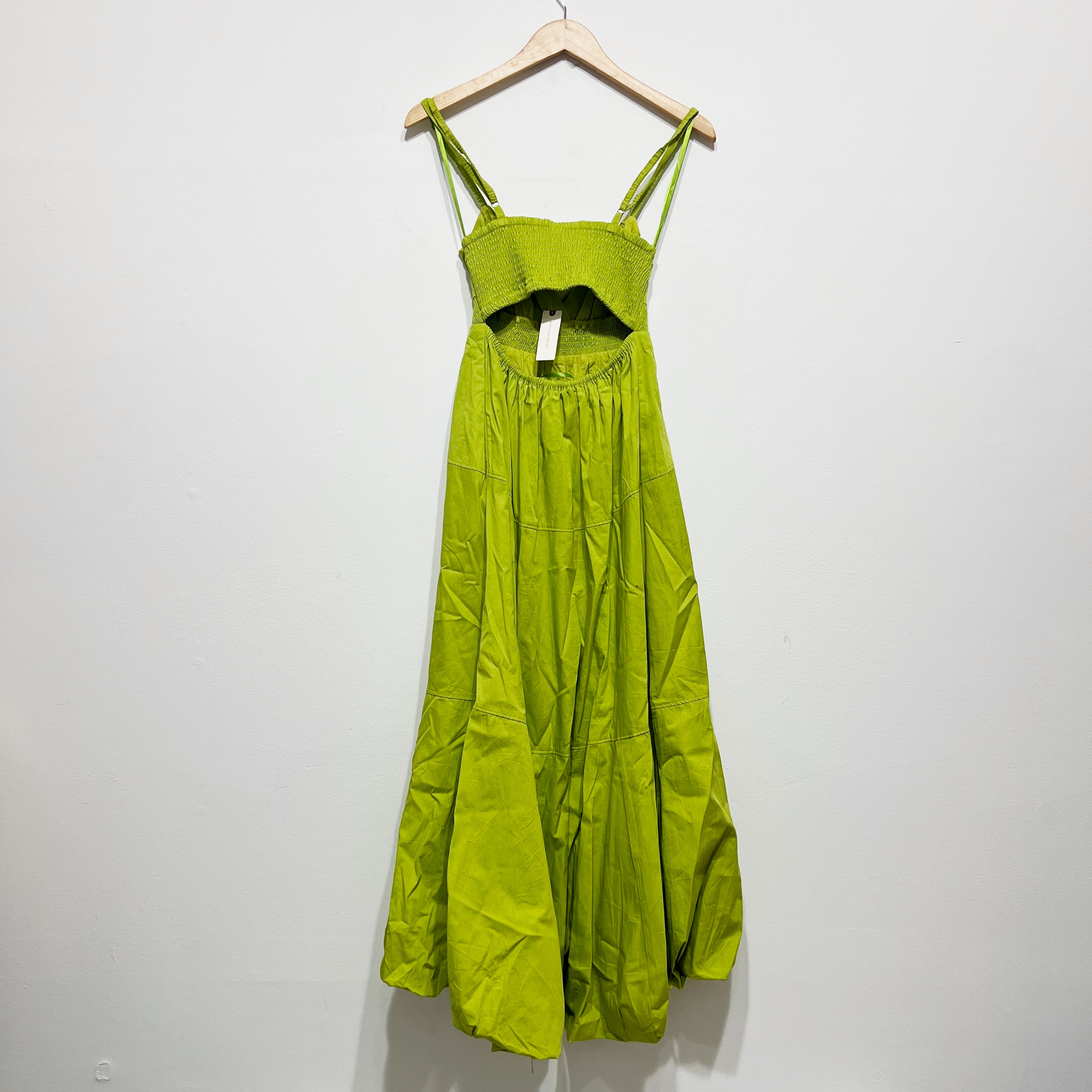 NEW Anthropologie V Neck Tiered Bubble Hem Tank Pullover Midi Dress Green XS