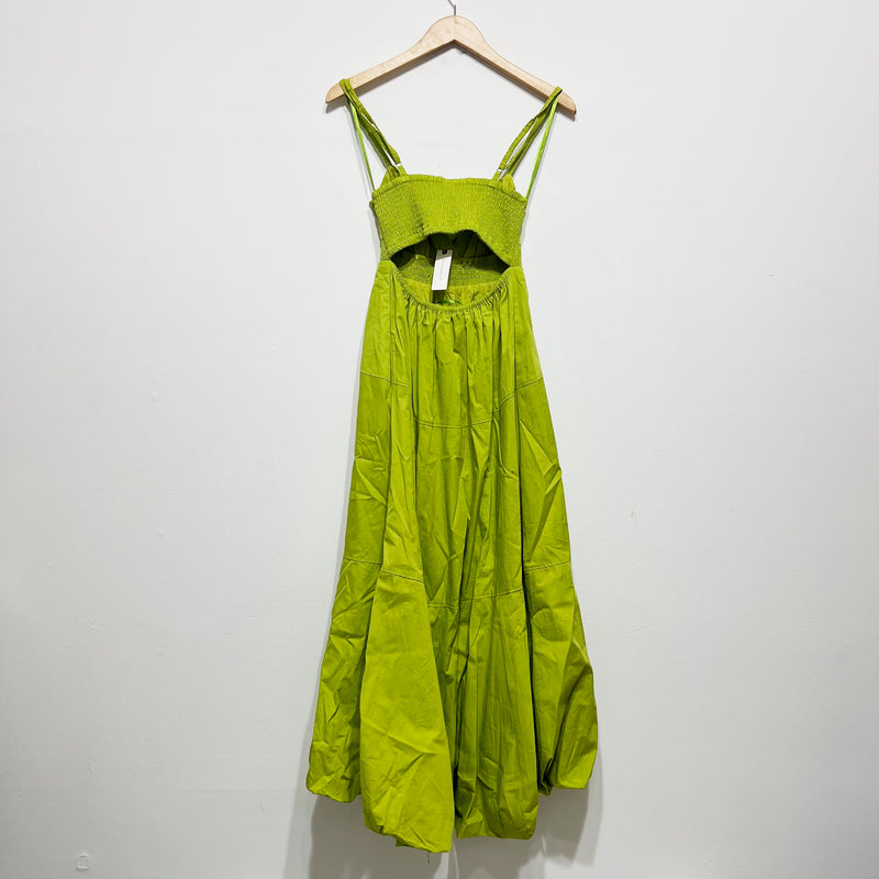 NEW Anthropologie V Neck Tiered Bubble Hem Tank Pullover Midi Dress Green XS