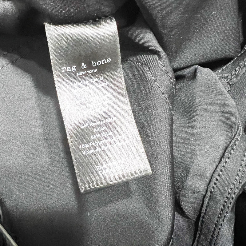 Rag &amp; Bone Faux Vegan Patent Leather Mid Rise Skinny Pants Shiny Black 25