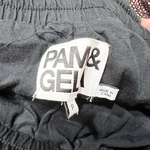 Pam &amp; Gela Rose Mirror Ball Sequin Embellished Sparkle Joggers Pants Small