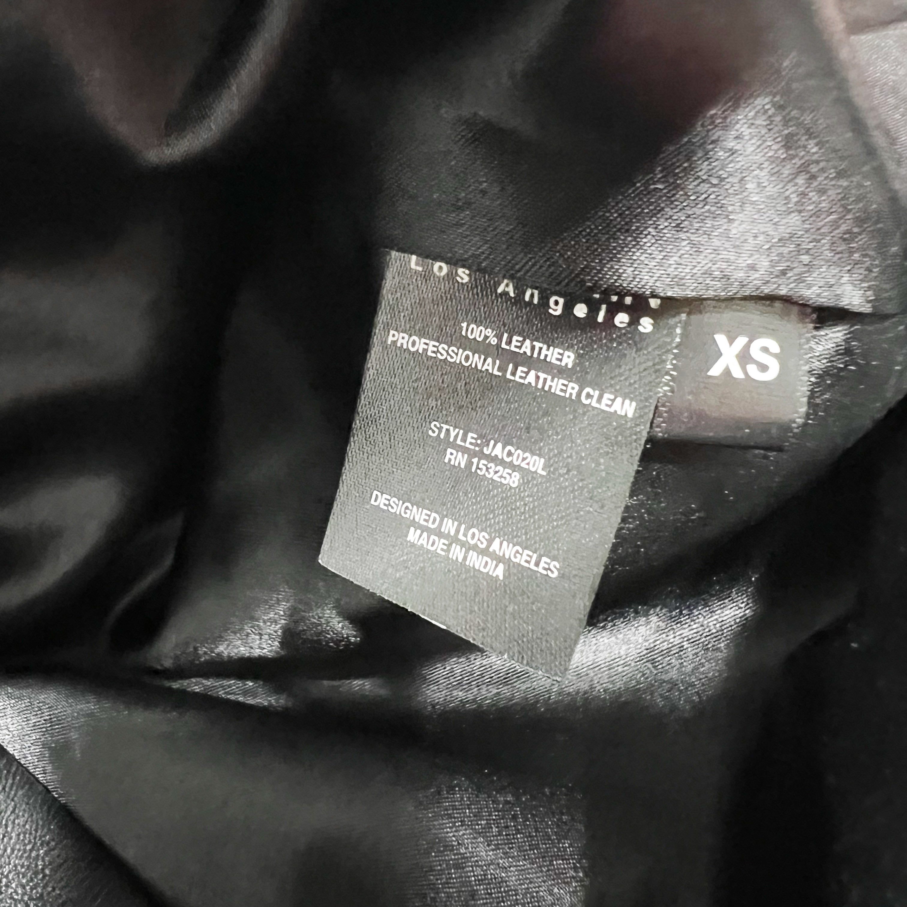 SPRWMN Women's Genuine Leather One Button Blazer Jacket Solid Black XS