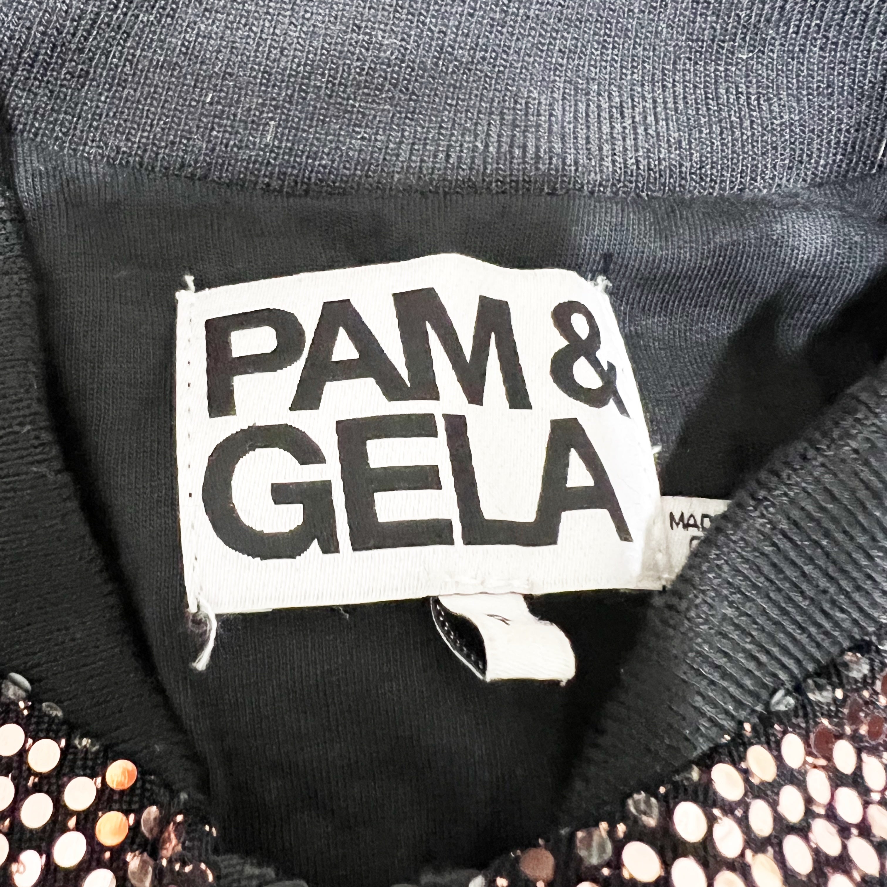 Pam &amp; Gela Rose Gold Mirror Ball Sequin Embellished Sparkle Track Jacket Small