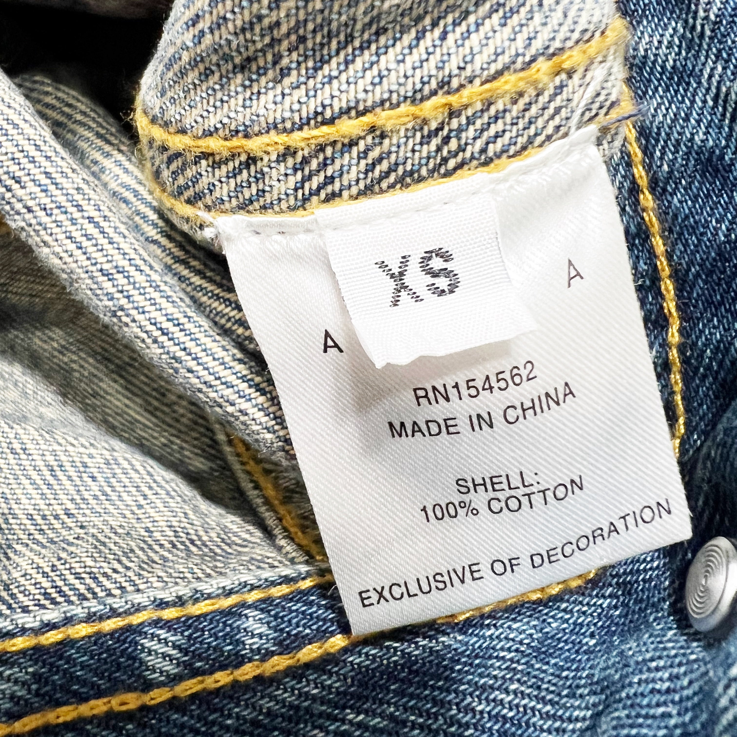 Area Cutout Crystal Jewel Diamond Embellished Denim Jean Cotton Jacket Blue XS