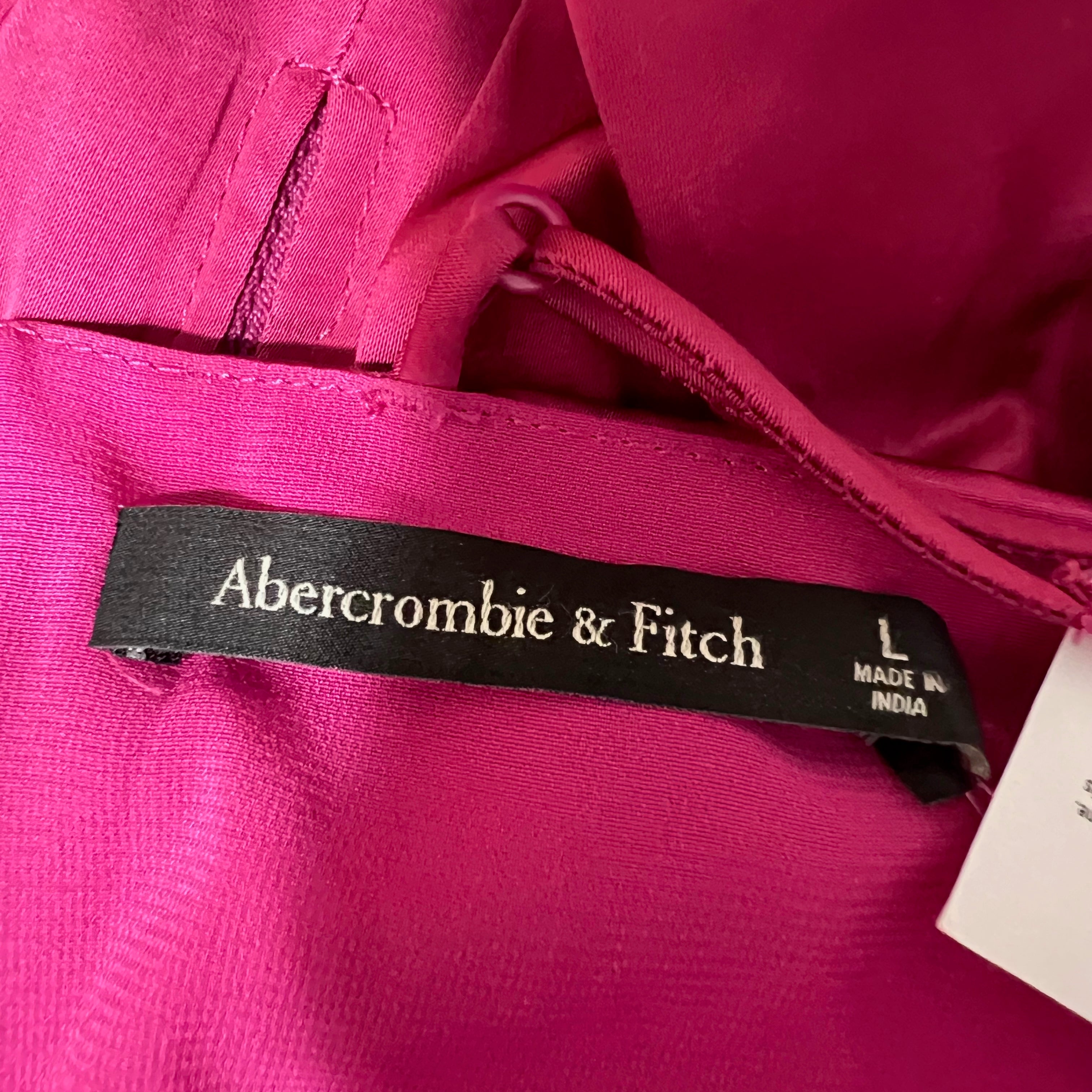 NEW Abercrombie &amp; Fitch The A&amp;F Camille Midi Satin High Slit Dress Purple Large