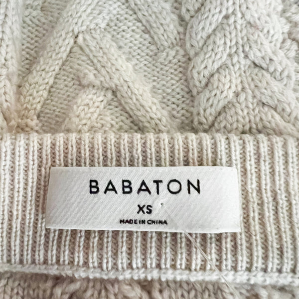 Babaton Aritzia Emporia High Waisted Wool Cable Knit Mini Skirt Birch Beige XS