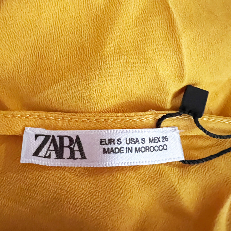 NEW Zara Silk Blend Chiffon One Shoulder Lightweight Tank Top Blouse Yellow S