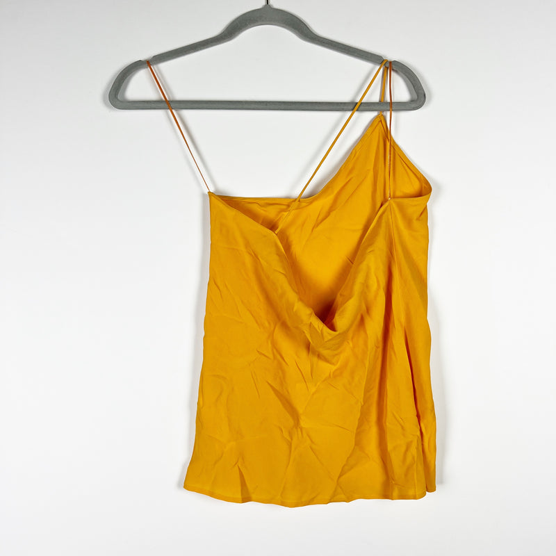 NEW Zara Silk Blend Chiffon One Shoulder Lightweight Tank Top Blouse Yellow S