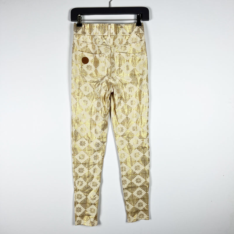 Wizarding World Of Harry Potter Universal Studios Gold Metallic Foil Print Pants