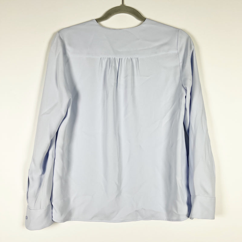 Babaton Aritzia Eloquent Matte Satin V Neck Pop Over Long Sleeve Shell Blouse XS