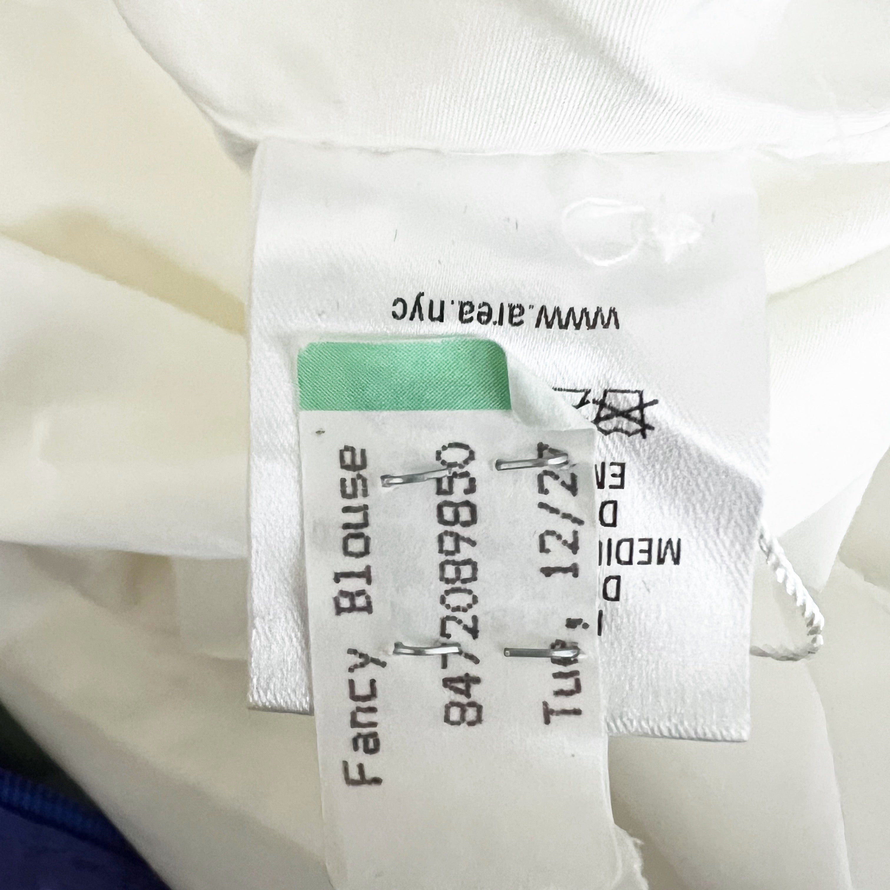 Area Cotton Poplin Crystal Jewel Diamond Embellished Trim Button Down Blouse Top