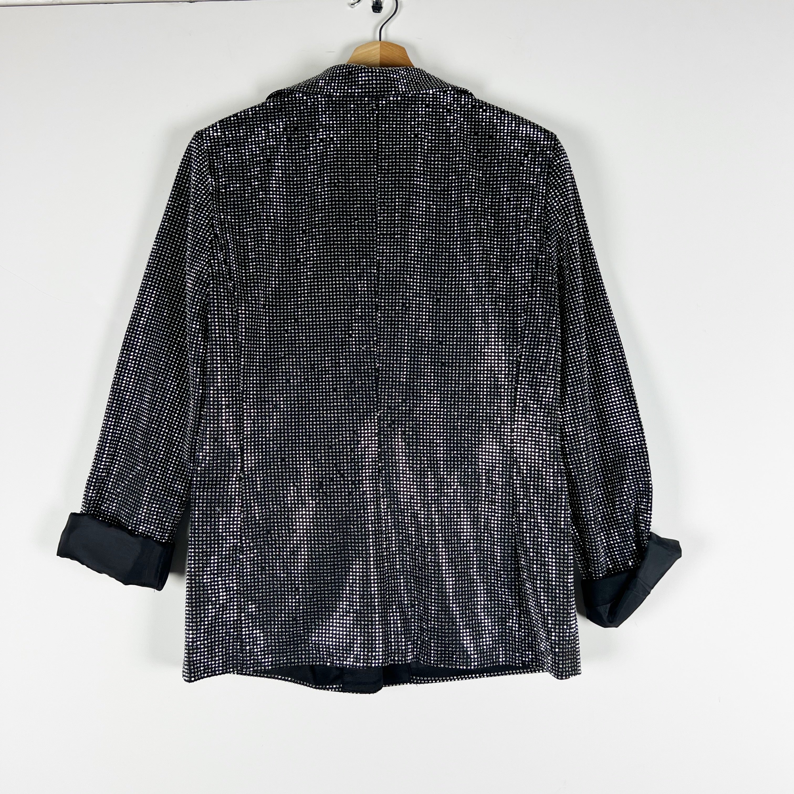 NEW Steve Madden Women's Aya Studded Embellished Open Front Jacket Blazer Silver