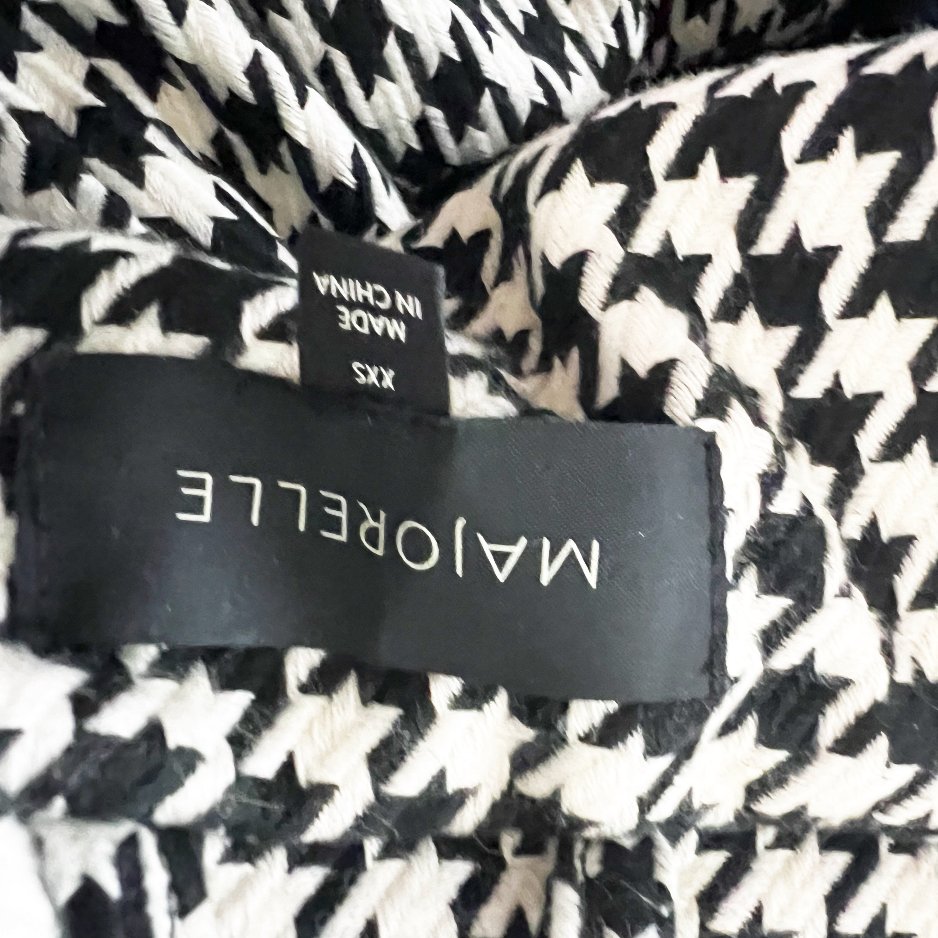 Majorelle Jayla Black White Woven Houndstooth Double Breasted Cropped Blazer XXS