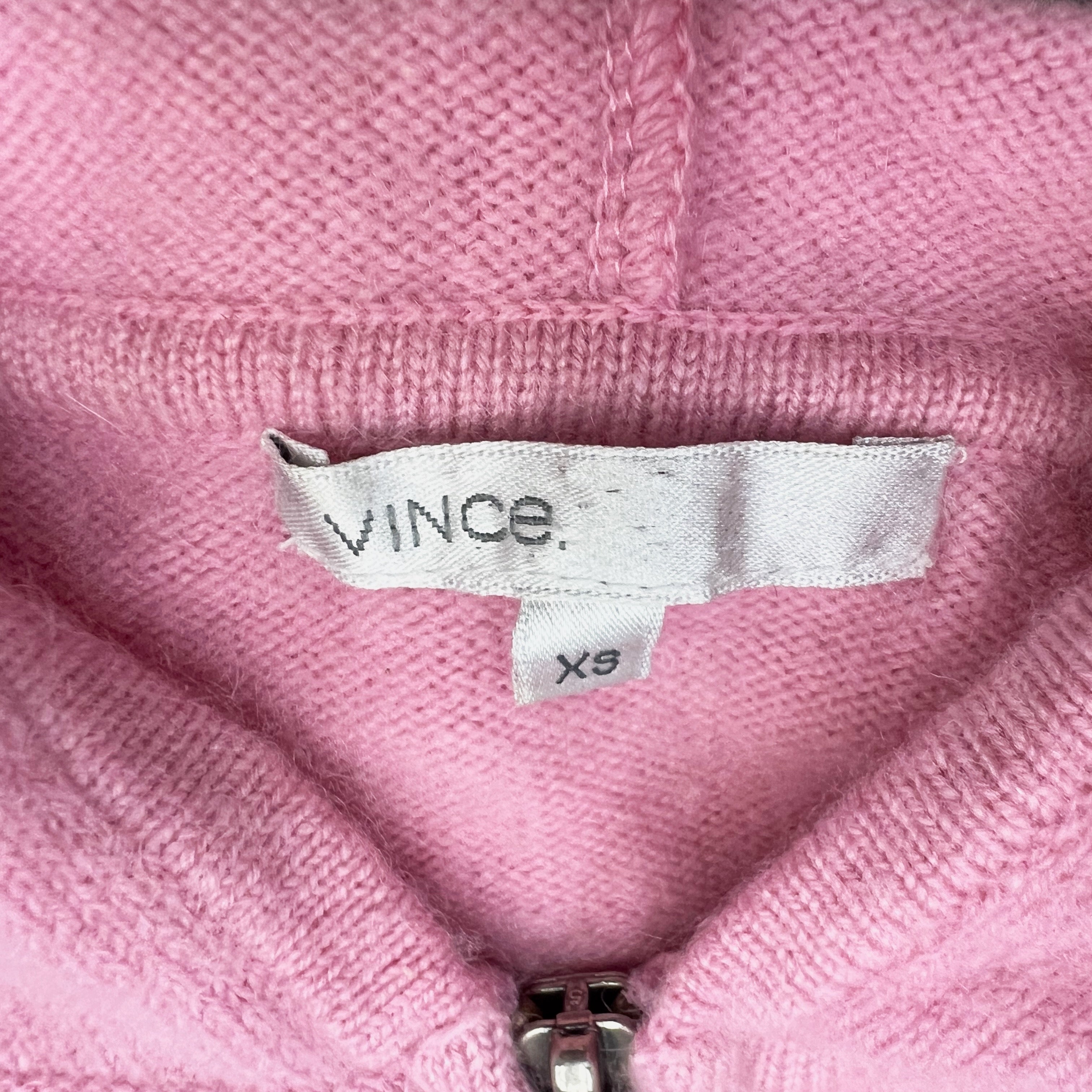 Vince Women's 100% Cashmere Fuzzy Knit Full Zip Hooded Cardigan Sweater Jacket