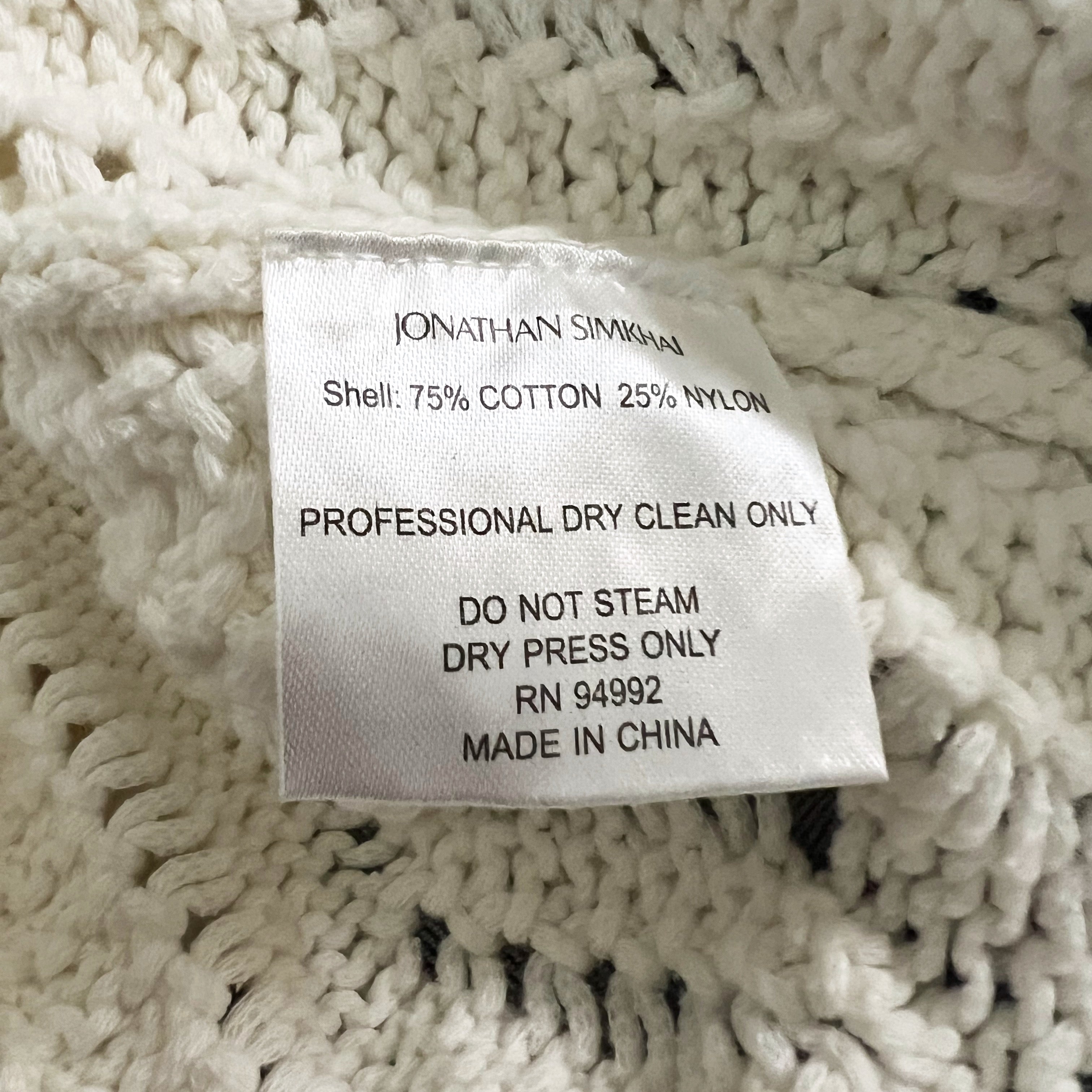 Jonathan Simkhai Madelyn Cotton Blend Crew Neck Crochet Knit Pullover Sweater S